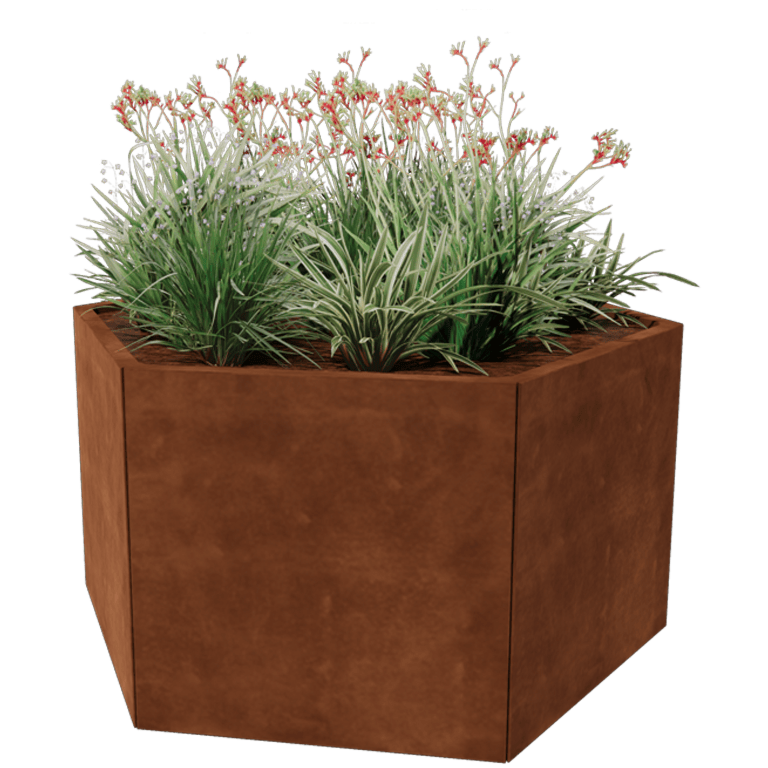 Corten plieno lauko vazonas - Šešiakampis - 139,3 x 121 cm