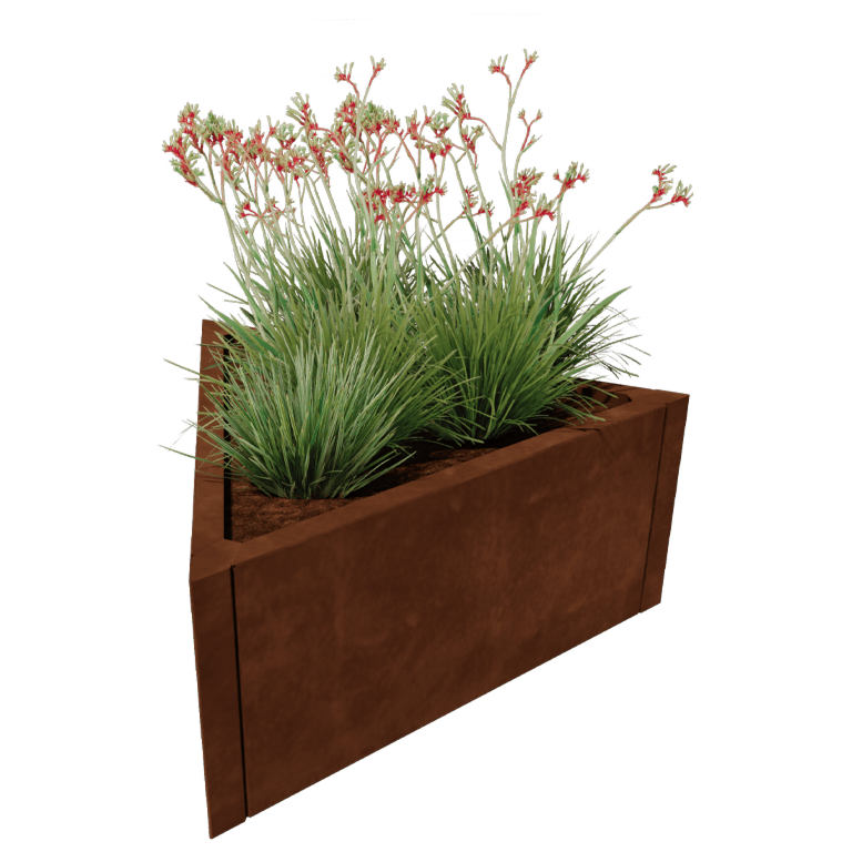 Corten plieno lauko vazonas - Lygiakraštis trikampis - 90,6 x 78,3 cm