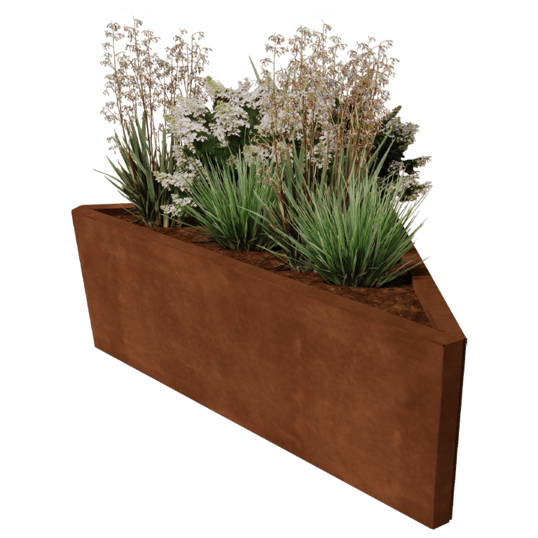 Corten plieno lauko vazonas - Nelygiašonis trikampis - 112,2 x 60,5 cm
