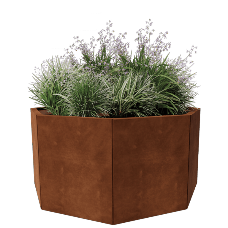 Corten plieno lauko vazonas - Aštuonkampis - 120,7 x 120,7 cm