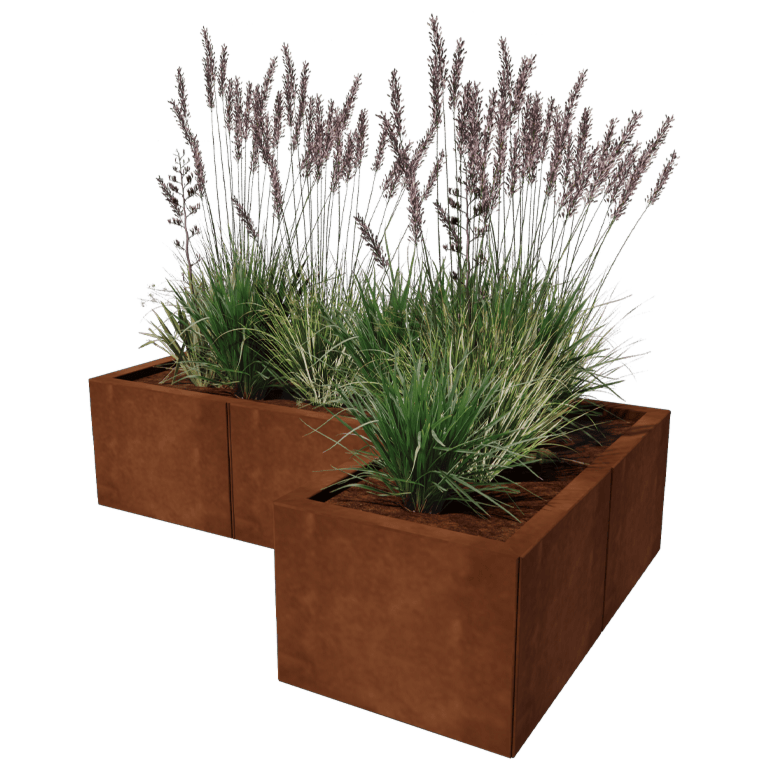 Corten plieno lauko vazonas - L-forma - 120 x 80 cm