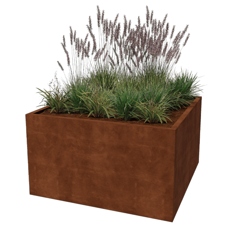 Corten plieno lauko vazonas - Kvadratas - 140 x 140 x 80 cm - Suvirintas