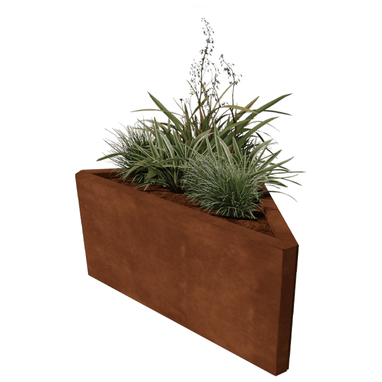 Corten plieno lauko vazonas - Nelygiašonis trikampis - 83,9 x 46,4 cm