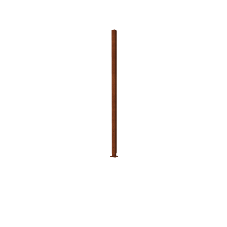 Corten plieno tvora H - Tarpinis stulpas su pado plokšte - 190 x 6 x 6 cm