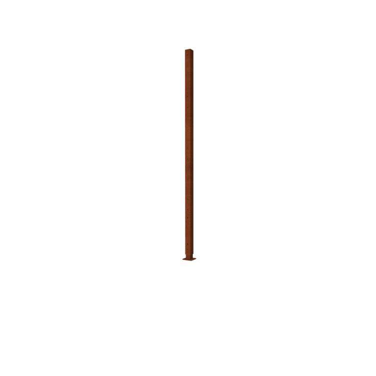 Corten plieno tvora H - Kampinis stulpas su pado plokšte - 190 x 6 x 6 cm