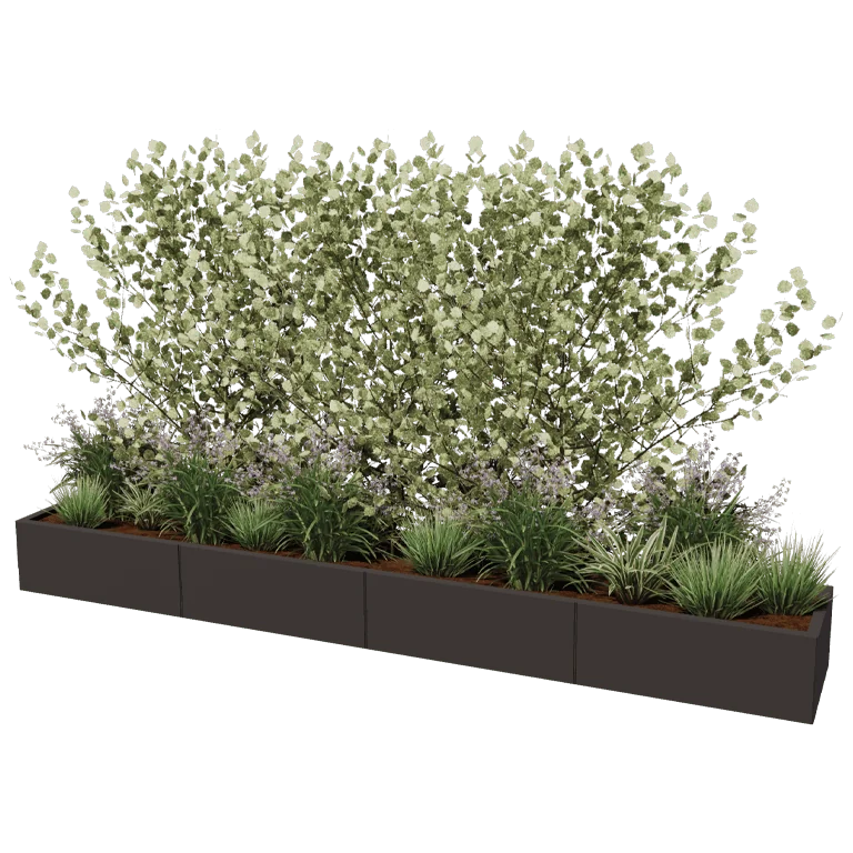 Plieninis lauko vazonas XXL - Stačiakampis - 320 x 50 x 60 cm - kita RAL spalva - Be dugno plokštės