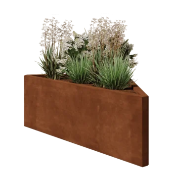 Corten plieno lauko vazonas - Nelygiašonis trikampis - 112,2 x 60,5 x 40 cm - Be dugno plokštės