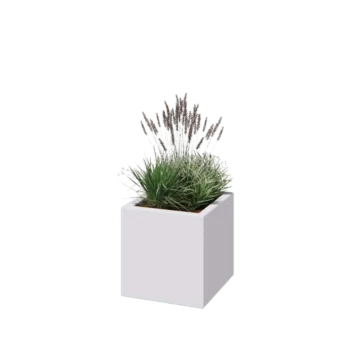 Stiklo pluošto vazonai - Kvadratinis - 40 x 40 x 40 cm - RAL9010 matinis (baltas) - Su dugnu
