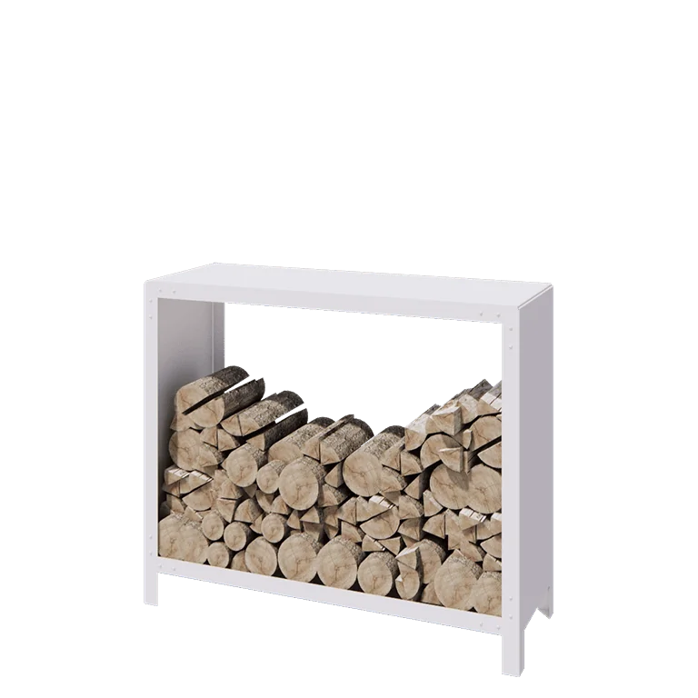 Plieninis malkų stovas - Indiana - 120 x 40 x 100 cm - RAL9010 matinė (balta)