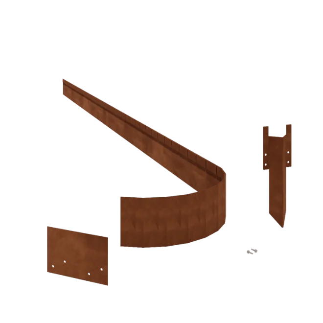 Corten plieno vejos bortelis - Suspaustas FLEX - Aukštis 13 cm - Pilnas komplektas 24 metrą