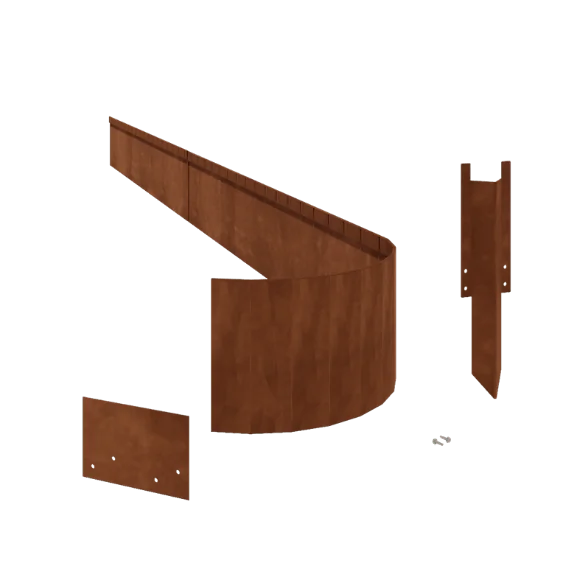 Corten plieno vejos bortelis - Suspaustas FLEX - Aukštis 23 cm - Pilnas komplektas 24 metrą