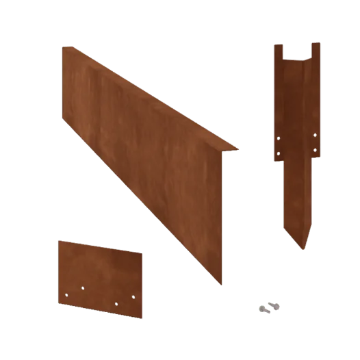 Corten plieno vejos bortelis - Lenktas - Aukštis 22 cm - Pilnas komplektas 24 metrą