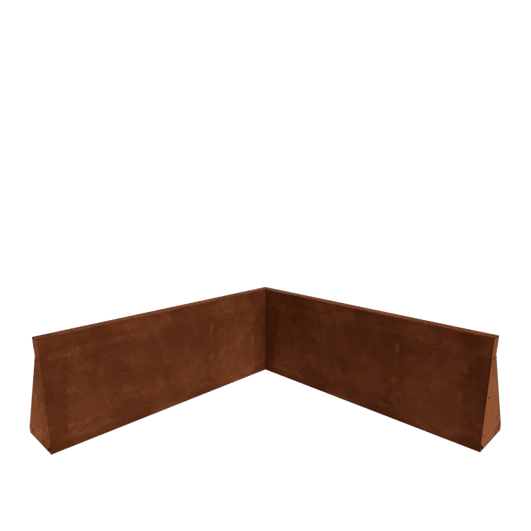 Corten plieno atraminė sienelė - Vidinis kampas - 100 x 100 x 40 cm