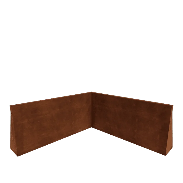 Corten plieno atraminė sienelė - Vidinis kampas - 100 x 100 x 50 cm