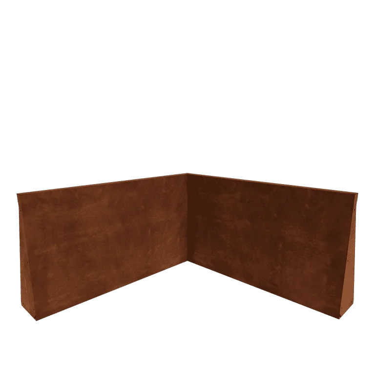 Corten plieno atraminė sienelė - Vidinis kampas - 100 x 100 x 60 cm
