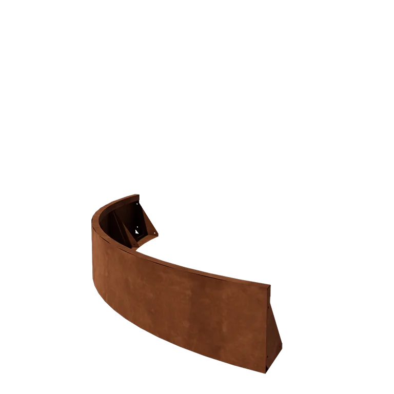 Corten plieno atraminė sienelė - Išorinis posūkis - 150 x 150 x 30 cm