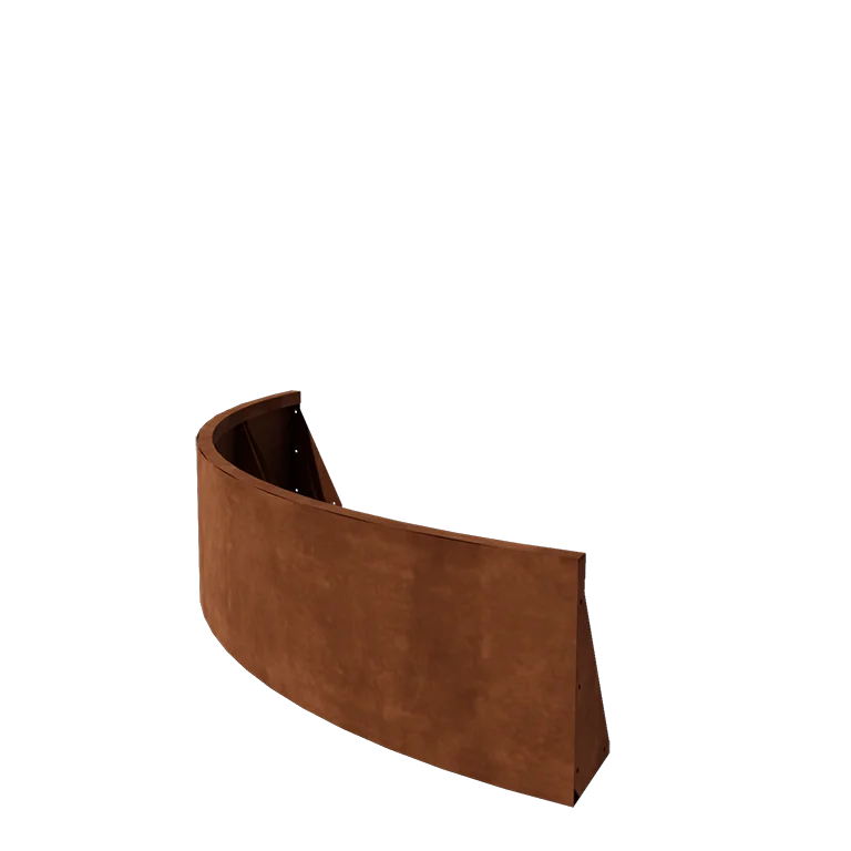Corten plieno atraminė sienelė - Išorinis posūkis - 150 x 150 x 40 cm