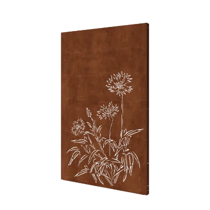 Corten plieno panel - Rugiai gėlė - 120 x 6 x 190 cm