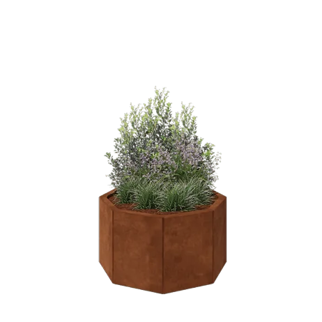 Corten plieno lauko vazonas - Aštuonkampis - 72,4 x 72,4 x 40 cm - Su dugno plokšte