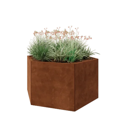 Corten plieno lauko vazonas - Šešiakampis - 139,3 x 121 x 70 cm - Be dugno plokštės