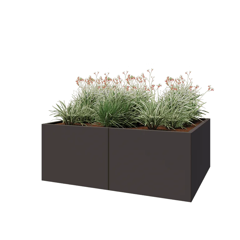 Plieninis lauko vazonas XXL - Stačiakampis - 160 x 120 x 60 cm - RAL7016 matinė (antracito pilka) - Be dugno plokštės