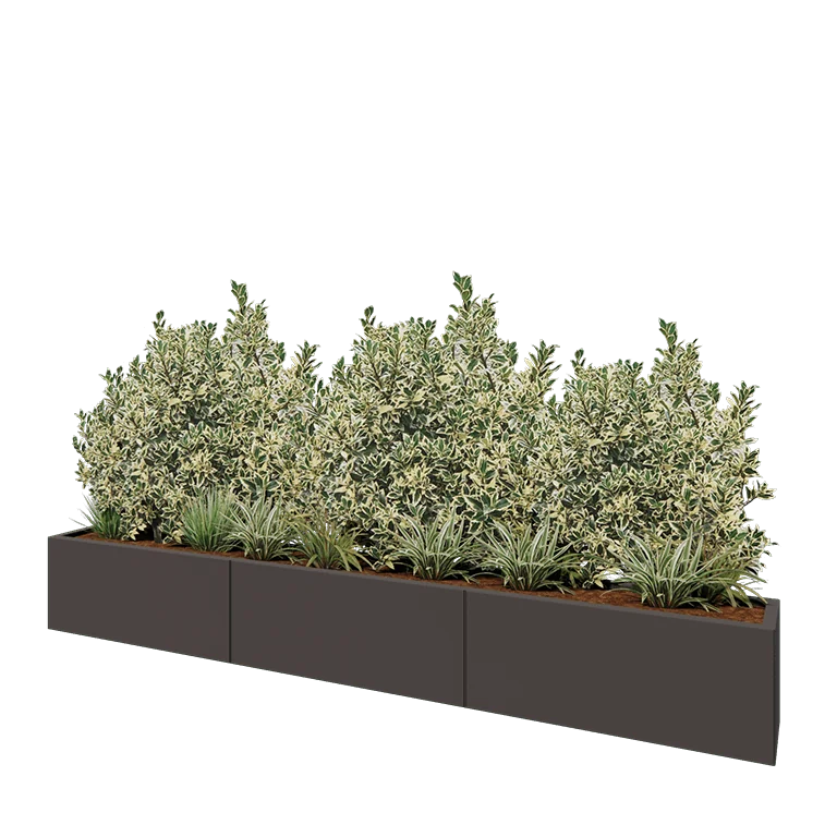 Plieninis lauko vazonas XXL - Stačiakampis - 300 x 30 x 40 cm - RAL7016 matinė (antracito pilka) - Be dugno plokštės