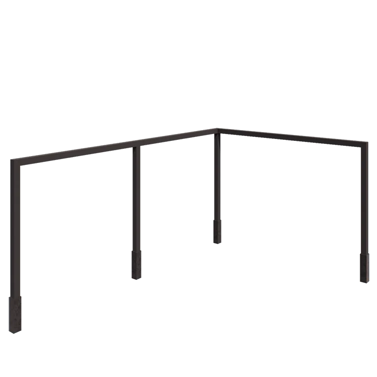 Plieninė pergola - Kampas - 600 x 412 x 230 cm - kita RAL spalva - Su betono padu