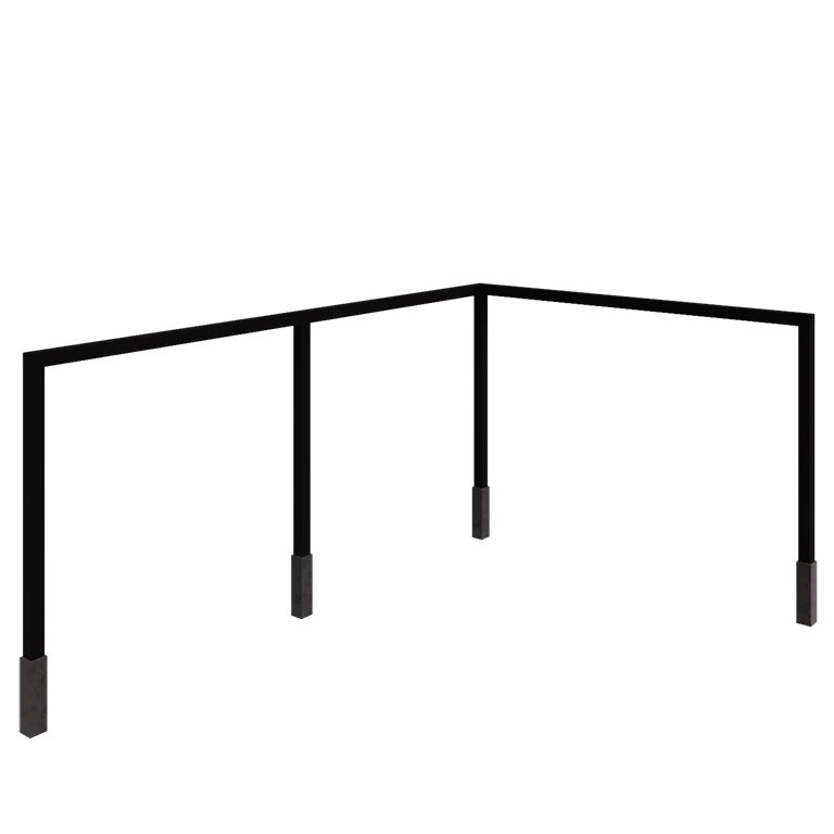Plieninė pergola - Kampas - 600 x 412 x 230 cm - RAL9005 matinė (juoda) - Su betono padu