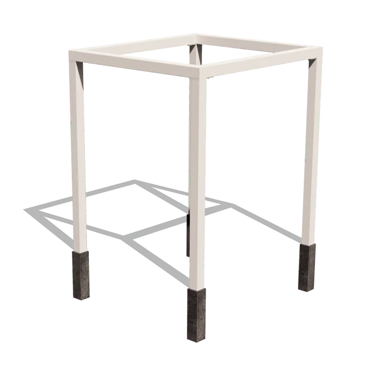 Plieninė pergola - Kvadratas - 224 x 200 x 230 cm - RAL9010 matinė (balta) - Su betono padu