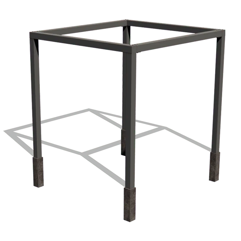 Plieninė pergola - Kvadratas - 274 x 250 x 230 cm - RAL9005 matinė (juoda) - Su betono padu