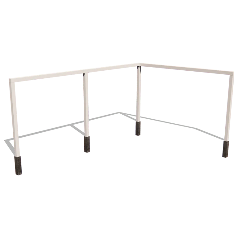 Plieninė pergola - Kampas - 600 x 412 x 230 cm - RAL9010 matinė (balta) - Su betono padu