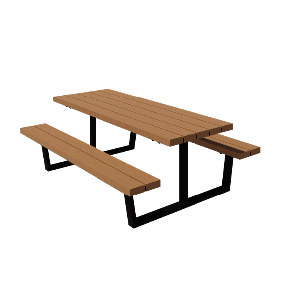Plieninis pikniko stalas - Georgia M - 200 x 163 x 75 cm - Su džiuglaso mediena