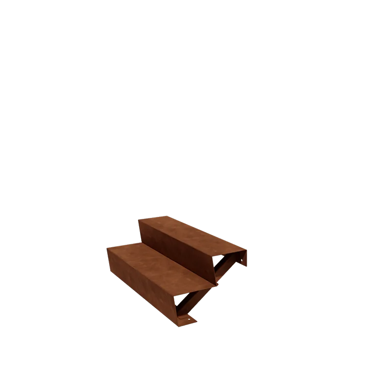 Corten plieno lauko laiptas - 2-pakopa - 48 x 100 x 34 cm