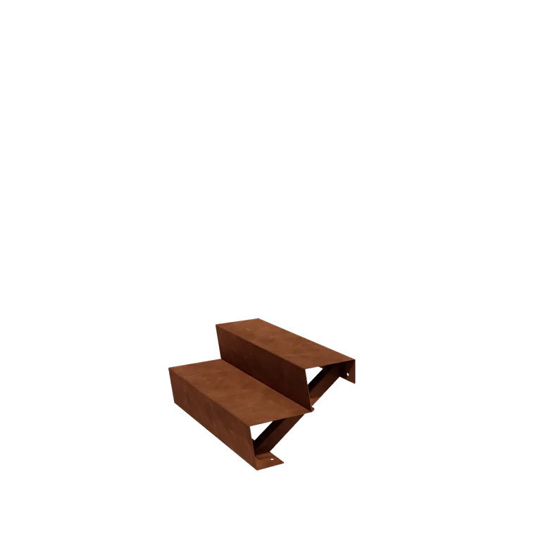 Corten plieno lauko laiptas - 2-pakopa - 48 x 80 x 34 cm