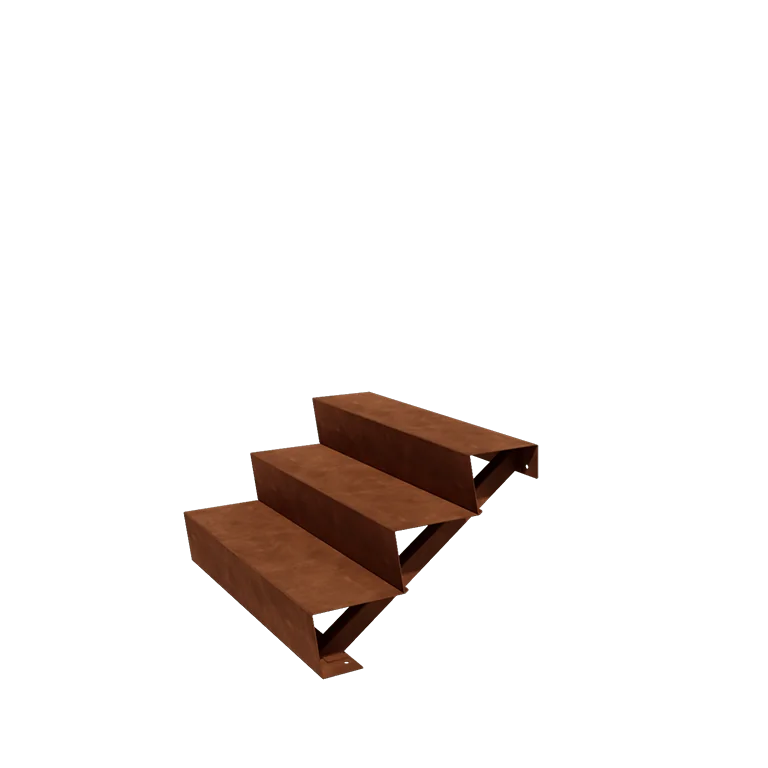 Corten plieno lauko laiptas - 3-pakopa - 72 x 100 x 51 cm