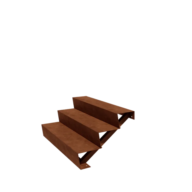 Corten plieno lauko laiptas - 3-pakopa - 72 x 120 x 51 cm
