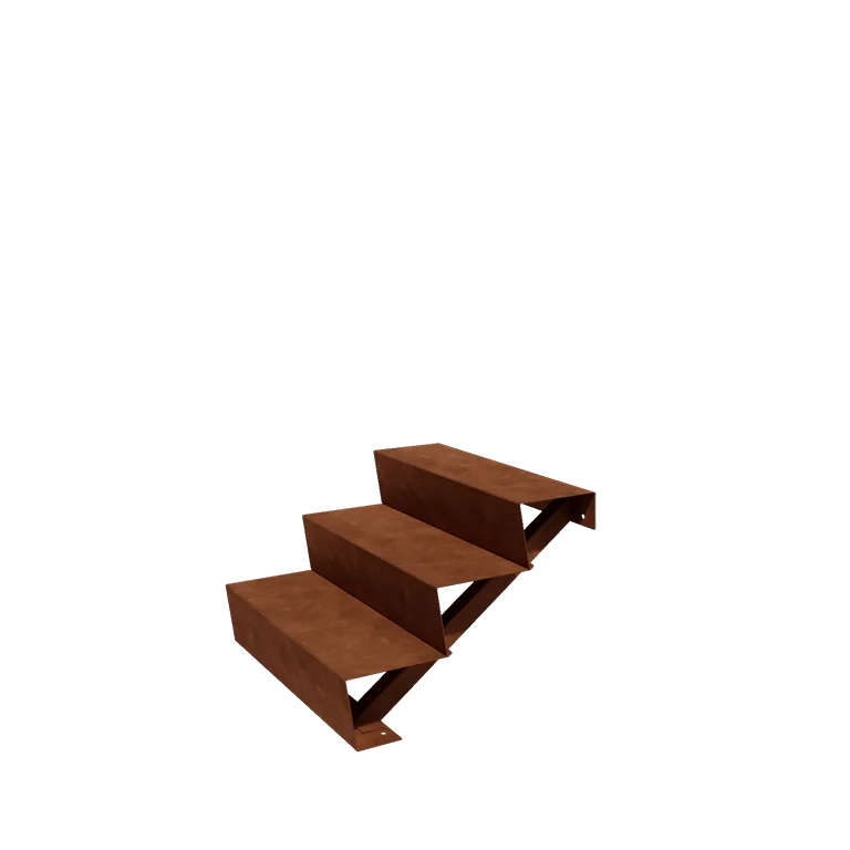 Corten plieno lauko laiptas - 3-pakopa - 72 x 80 x 51 cm