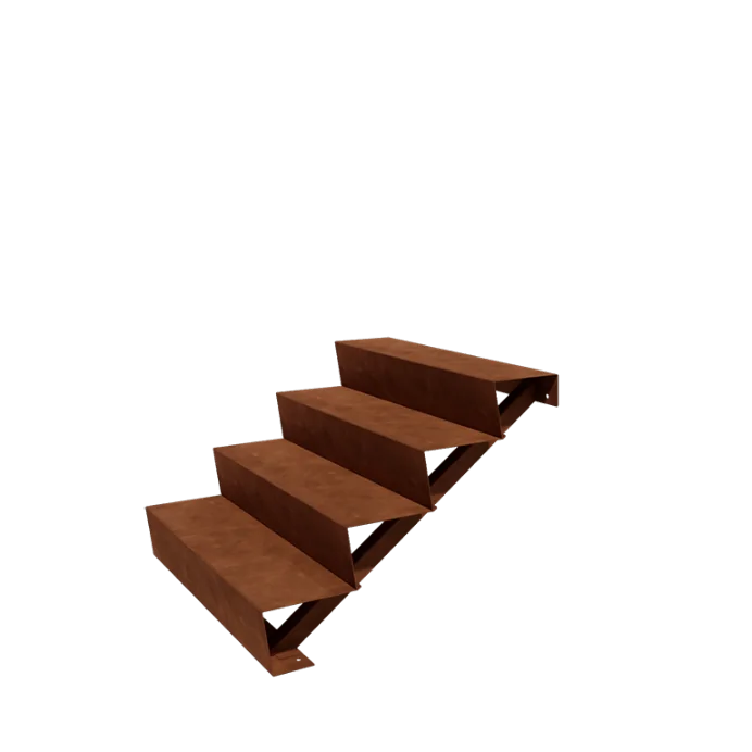 Corten plieno lauko laiptas - 4-pakopa - 96 x 100 x 68 cm