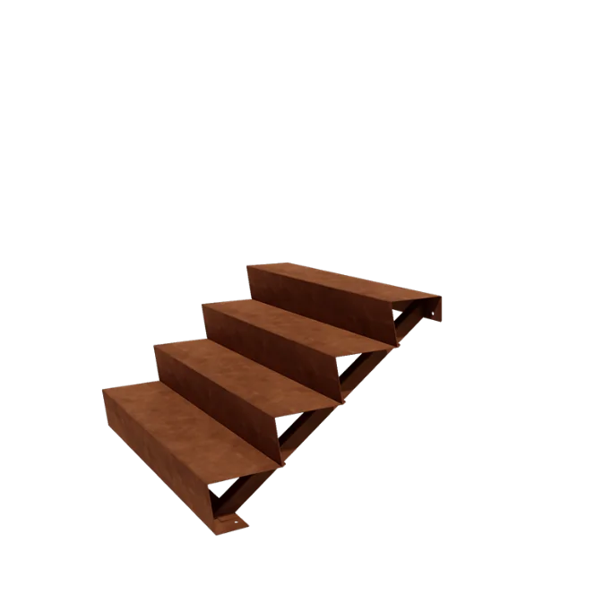 Corten plieno lauko laiptas - 4-pakopa - 96 x 120 x 68 cm