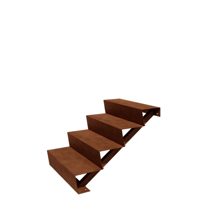 Corten plieno lauko laiptas - 4-pakopa - 96 x 80 x 68 cm