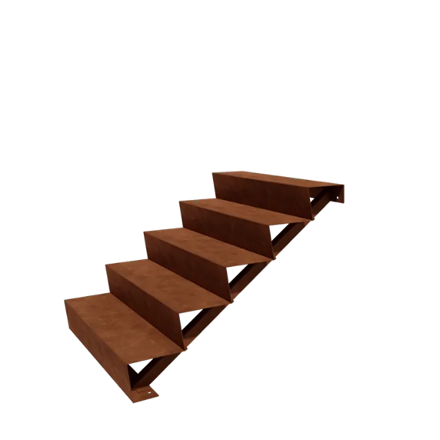 Corten plieno lauko laiptas - 5-pakopa - 120 x 100 x 85 cm
