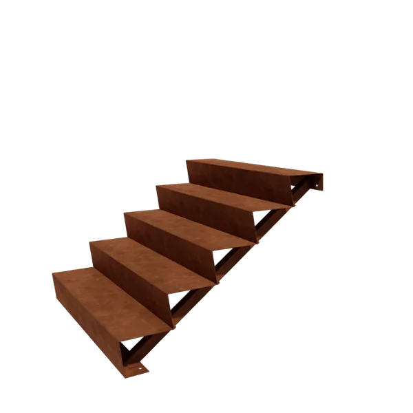 Corten plieno lauko laiptas - 5-pakopa - 120 x 120 x 85 cm
